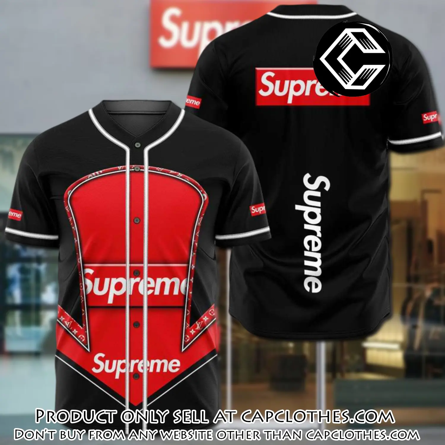 Supreme black red baseball jersey shirt luxury bjs1240 cc4155733